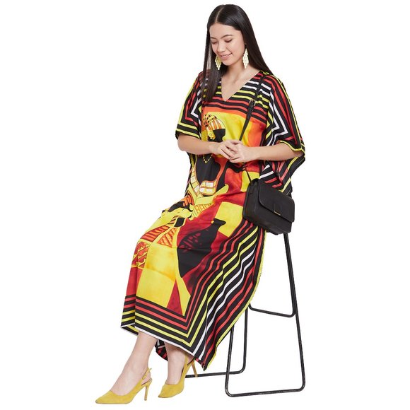 Women Beach Kaftan Gown Tribal Printed Cover Up for Summer Dress by Gypsie Blu - Picture 6 of 9